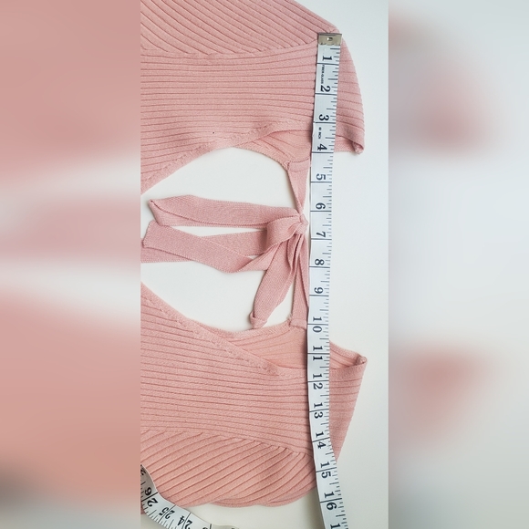 M V-neck Ribbed with tie Dress Pink - Picture 8 of 9